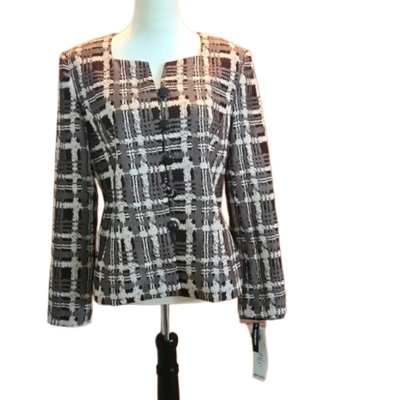Danillo Plaid Houndstooth Patter Blazer style Top size 6 - Picture 1 of 11